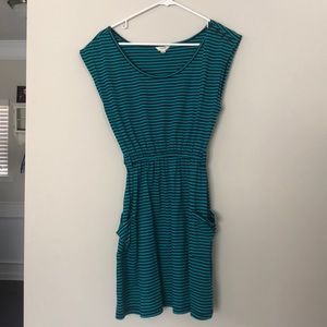 Teal and black stripe pocket dress